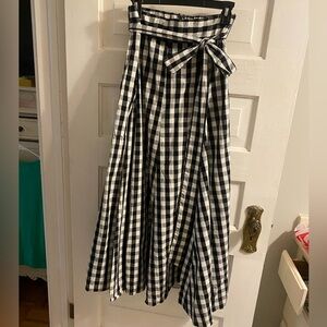 Who What Wear Black and White Gingham A-Line Skirt